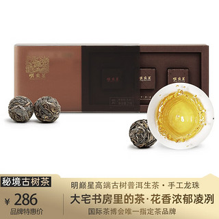 明巅星茶叶 高端星系列古树茶 2019年典藏6星 普洱茶生茶饼 陈果木香 手工龙珠