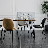 慵懒空间 北欧简约餐椅家用现代轻奢餐厅桌椅组合工业风咖啡厅奶茶店皮椅子