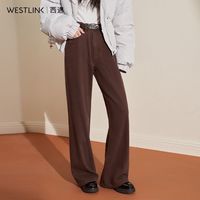 复古水洗牛仔裤女冬磨毛保暖宽松直筒拖地慵懒长裤