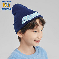 Skechers儿童帽子2023保暖舒适百搭男女青少年针织帽L423K046 中世纪蓝/007D 均码
