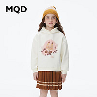 MQD童装女童图案卫衣甜美公主风卡通儿童荷叶边上衣 米白 130