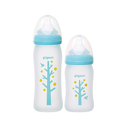 Pigeon 贝亲 硅胶奶瓶玻璃宽口径新生儿婴儿宝宝奶瓶160/240ml