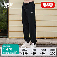 Reebok锐步男女同款PANTS复古休闲针织抓绒长裤 黑色 S