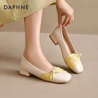 达芙妮(DAPHNE)法式玛丽珍女鞋鞋子配裙子低跟软底一脚蹬通勤风单鞋 米色 37