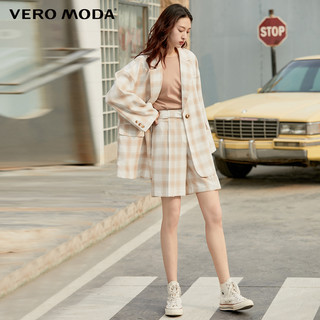 Vero Moda奥莱春秋清仓街拍气质薄款复古格子宽松西装外套上衣女