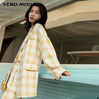 Vero Moda奥莱春秋清仓街拍气质薄款复古格子宽松西装外套上衣女