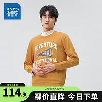 JEANSWEST 真维斯 秋季男士卫衣布圆领印花长袖T恤JW 中黄色2423 170/88A/S