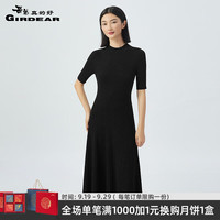 哥弟真的好3D无缝全成型 羊毛金银丝针织小黑连衣裙A500278 A500283 A500285 黑-烟管领 L(4码)