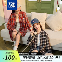 唐狮 TONLION格子衬衫女宽松长袖休闲衬衣百搭通勤上衣外套 黑色/一批 L