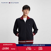 TOMMY HILFIGER 男装休闲拼色合身版立领拉链开襟卫衣MW0MW34165 藏青色DW5 M