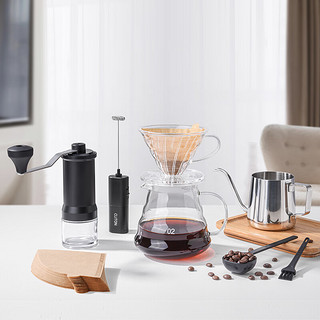 CLITON 手摇磨豆机咖啡豆研磨机手磨便携咖啡机咖啡壶咖啡滤杯手冲壶套装