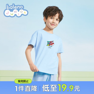 Baleno Junior 班尼路童装2023春夏新款男女童卡通印花中性T恤儿童 00B3羊绒蓝 130cm