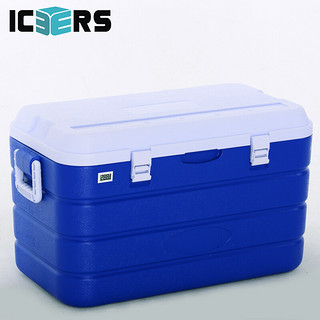 ICERS 艾森斯）保温箱 车载便携冷藏箱 药品胰岛素医用保鲜箱 海钓箱 80升 温度计显示款 蓝白色