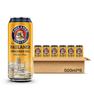 PAULANER 保拉纳 柏龙德国产原装进口Paulaner啤酒德国传统经典德啤 500mL 6罐 大麦24.7月到期