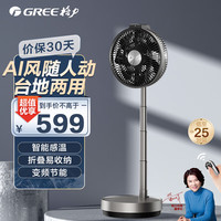 GREE 格力 轻音USB风扇充电风扇宿舍办公迷你小巧台扇折叠落地扇台式桌面风扇 FSZ-23X63Bg7