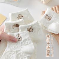 AcmewaZ 几只袜子 福利5双装白色袜子女短袜夏薄款透气可爱卡通百搭短袜女