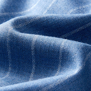 雅戈尔长袖衬衫男条纹羊毛羊毛混纺面料可机洗羊毛衬衫透气温暖有型2023 蓝色 38