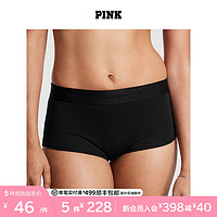 维多利亚的秘密PINK 柔软舒适带logo短裤内裤女士平角 2ZUO黑色 11226909 S