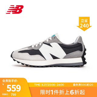 new balance NB官方23新款男鞋女鞋327系列舒适简约百搭轻便休闲运动鞋 灰色/黑色 MS327OD 42.5(脚长27cm)