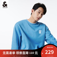 杰克·琼斯(JACK&JONES)秋季男装宽松撞色假两件圆领立体刺绣加绒上衣运动卫衣长袖男 天蓝色-F41 165/88A/XS