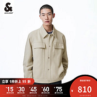 杰克·琼斯（JACK&JONES）秋季男装潮流长袖休闲上衣大衣翻领纯色夹克外套男223321023 灰 165/88A/XS