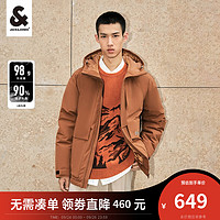 杰克·琼斯（JACK&JONES）冬季男装潮流日常保暖外套休闲百搭三防连帽派克羽绒服男 深棕色-E10 175/96A/M