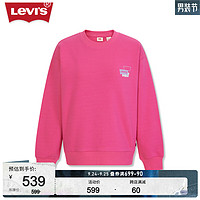 Levi's李维斯23女士简约时尚LOGO刺绣圆领卫衣 粉色 L