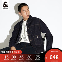 杰克·琼斯(JACK&JONES)秋季男装潮流长袖上衣丹宁经典宽松翻领休闲牛仔夹克外套男士 藏蓝 180/100A/L