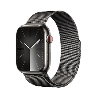 Apple Watch Series 9 智能手表45毫米石墨色不锈钢表壳石墨色米兰尼斯表带 电话手表MRPQ3CH/A