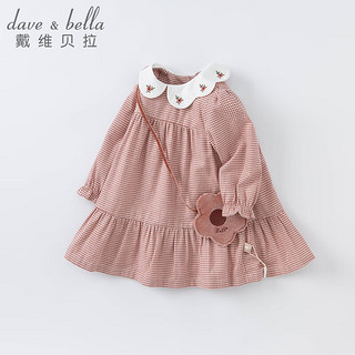 戴维贝拉（DAVE＆BELLA）洋气格子女童连衣裙儿童裙子女宝宝秋季幼小童公主裙 红白格 100cm(身高90-100cm)
