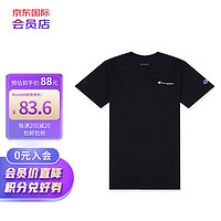 Champion左胸草写logo男女同款短袖T恤 黑色 GT23H-Y08160-003
