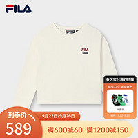 FILA 斐乐女子针织套头衫时尚休闲简约宽松卫衣 雾莲白-IV 165/84A/M