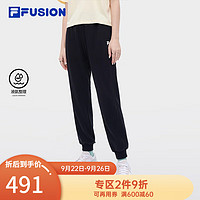 斐乐（FILA） FUSION潮牌女子针织长裤时尚休闲收口运动裤 正黑色-BK 165/66A/M