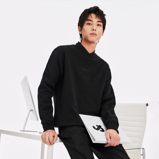 杰克·琼斯（JACK&JONES）秋季男装潮流宽松加绒字母刺绣植绒上衣运动卫衣长袖打底男士 黑色-E40 180/100A/L