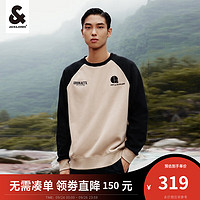 杰克·琼斯（JACK&JONES）男潮字母印花宽松舒适长袖拼接加绒卫衣男223333135 灰褐色-E13 190/108A/XXL