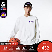 杰克·琼斯（JACK&JONES）秋季男装NBA联名湖人上衣毛衣圆领针织衫打底衫毛衫线衫男士 白色 185/104A/XL