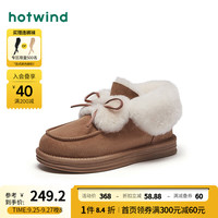 热风冬季女士时尚防风加绒雪地靴防滑拼色短筒休闲靴潮 02棕色 34