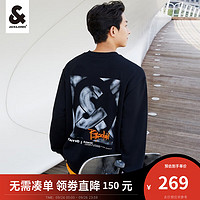 杰克·琼斯（JACK&JONES）男士时尚潮流字母喷绘宽松舒适长袖卫衣223433087 黑色-E40 180/100A/L