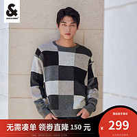 杰克·琼斯（JACK&JONES）秋季男士毛衣时尚百搭简约格纹宽松针织衫男223324016 浅花灰-GH1 170/92A/S