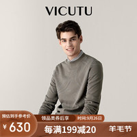 威可多（VICUTU）毛衣男时尚圆领针织衫商务休闲针织衫VEW23381209 棕米灰色 170/88A