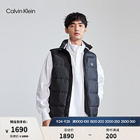 Calvin Klein  Jeans男士印花鸭绒绗缝立领羽绒马甲背心ZM02472 BEH-太空黑 S