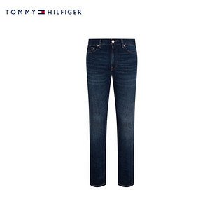 TOMMY HILFIGER 秋冬男装休闲舒适铆钉扣拉链修身水洗微弹牛仔裤MW0MW28626 深牛仔蓝1BQ 38/34