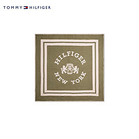 TOMMY HILFIGER女装拼色徽章提花毛边舒适方巾围巾AW0AW15345 橄榄绿MS2 OS