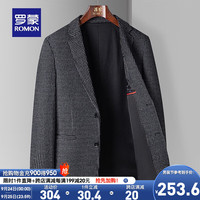 罗蒙单西外套男20青年时尚休闲商务千鸟格职业西装上衣 黑灰 190