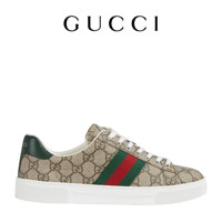 GUCCI古驰Gucci Ace系列饰织带女士运动鞋 棕色 34.5IT