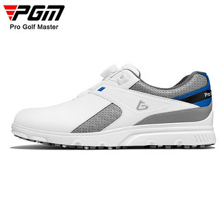 PGM高尔夫男鞋旋钮鞋带夏季透气运动鞋golf球鞋防水鞋子防滑鞋钉 XZ291-白灰蓝 39码