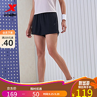 特步运动短裤女夏季跑步运动裤防走光977328600547 正黑色 L