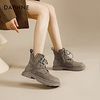 达芙妮（DAPHNE）英伦风潮流马丁靴女款厚底百搭短靴小个子工装靴 墨绿色 37