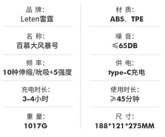 PLUS会员：LETEN 雷霆暴风 百慕大风暴号 电动飞机杯