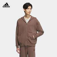 adidas 阿迪达斯 轻运动男装秋季印花运动连帽夹克外套IS7427 岩层深土地棕 A/L